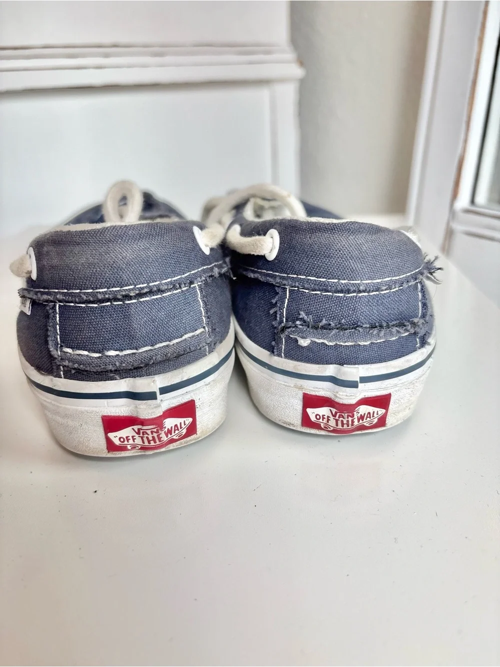 Vans Navy Canvas Boat Shoes with White Laces